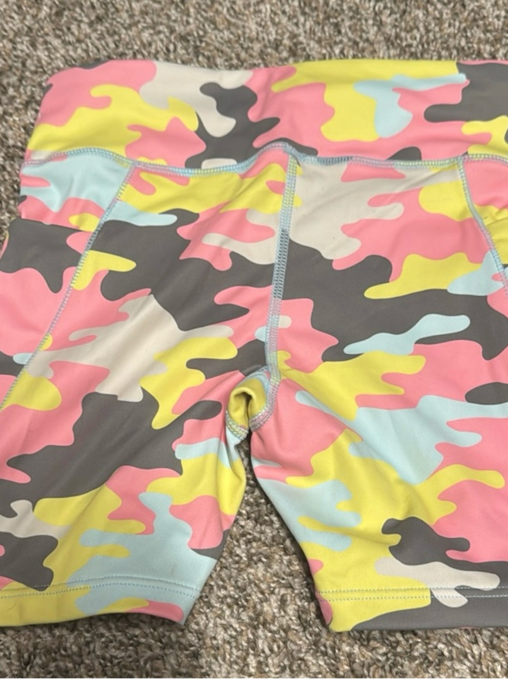 Colorful Pastel Camo Athletic Bike Shorts